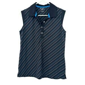 Tommy Armour Size Large Tank Black Stripe Sleeveless‎ Polo Quick Dry Summer